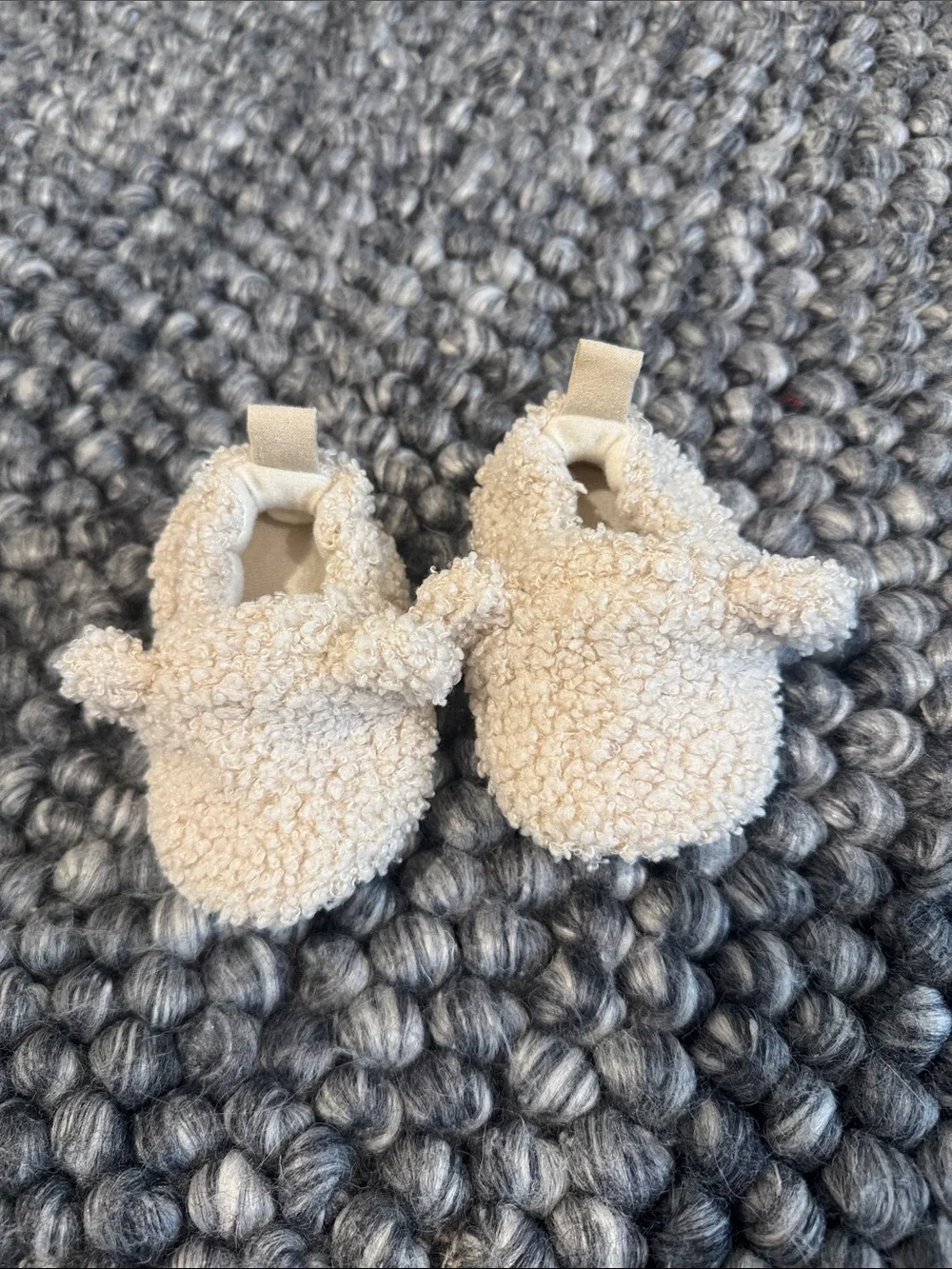 Baby Infant Cozy Cream Sherpa Baby Booties with Bear Ear Accents